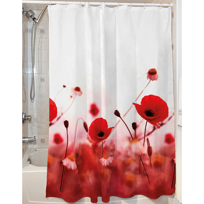 Κουρτίνα Μπάνιου Με Κρίκους Beauty Home 3067 Poppies 190×180